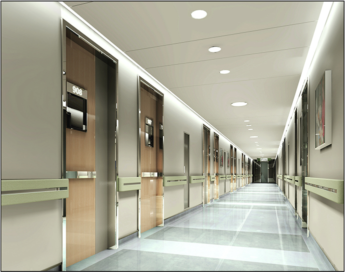 高端医院无障碍走廊装修设计效果图